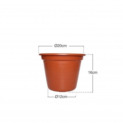 Vaso Pl�stico Tradicional Brilho Redondo Castanho 20cm
