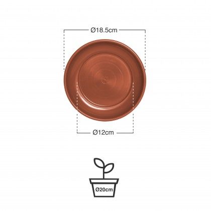 Prato para Vaso Plástico Tradicional Brilho Redondo Castanho 20cm Prato para Vaso Plástico Tradicional Brilho Redondo Castanho 20cm