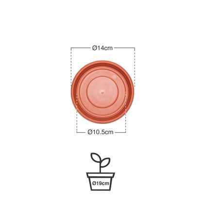 Prato para Vaso Pl�stico Tradicional Liso Redondo Terracota 19cm