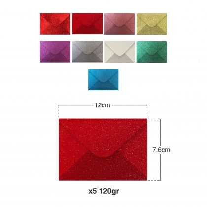 Envelope Glitter 120g 76X120mm Pack 5