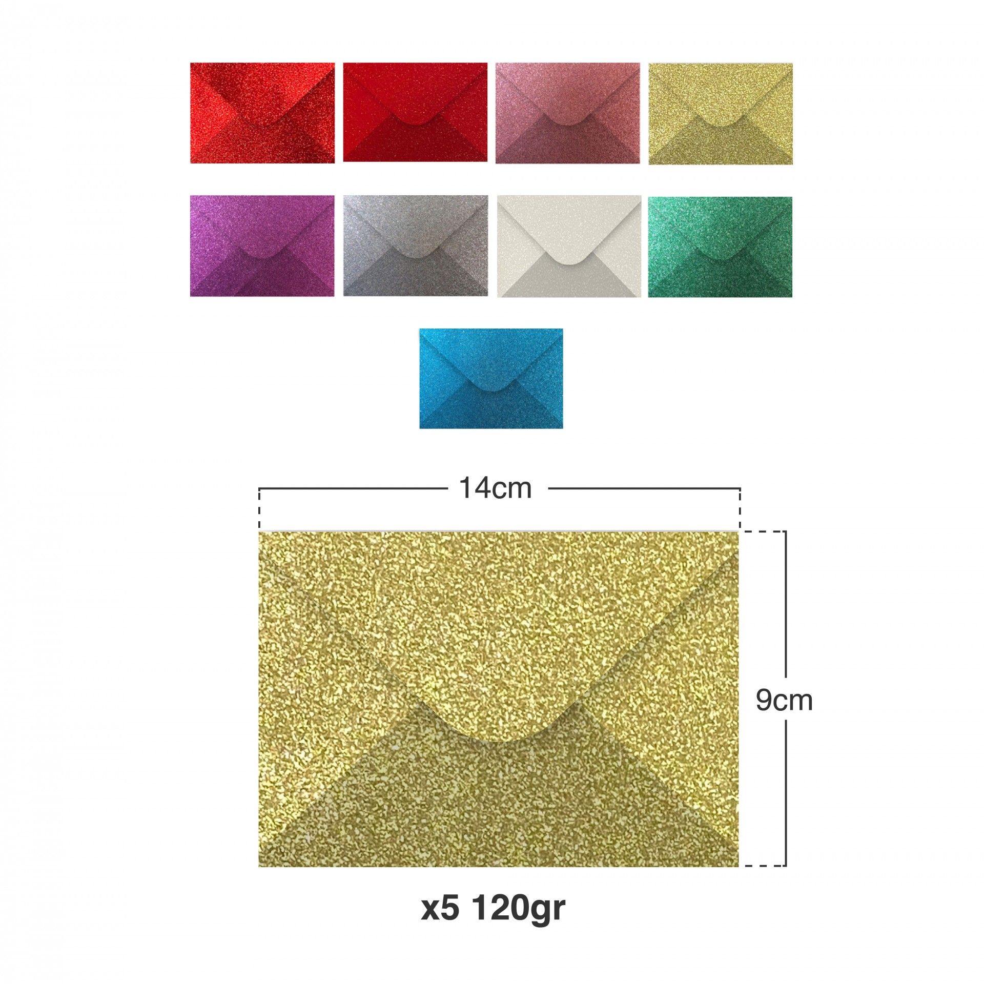 Envelope Glitter 120g 90X140mm Pack 5
