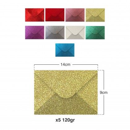 Envelope Glitter 120g 90X140mm Pack 5