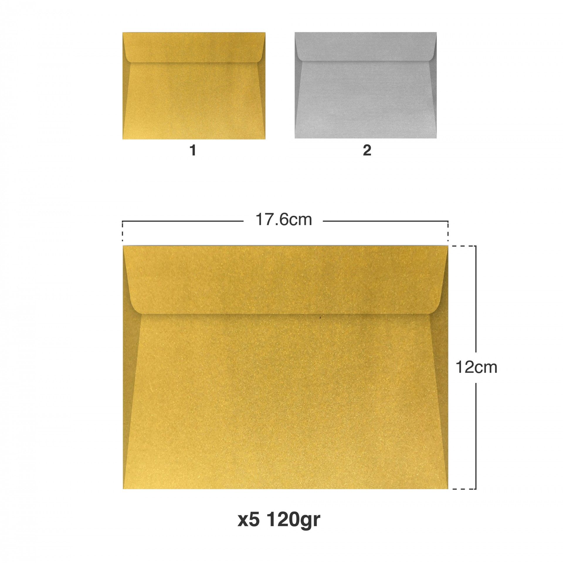 Envelope Metalizados 120gr 120X176mm Pack 5