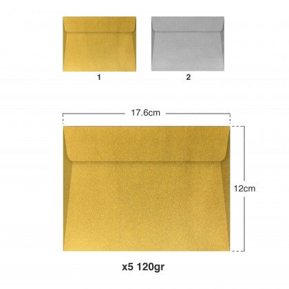 Envelope Metalizados 120gr 120X176mm Pack 5 Envelope Metalizados 120gr 120X176mm Pack 5