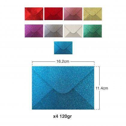 Envelope Glitter 120g 114X162mm Pack 4