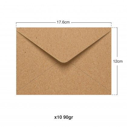 Envelope Kraft 90gr 120X176mm Pack 10