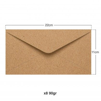 Envelope Kraft 90gr 110X220mm Pack 8