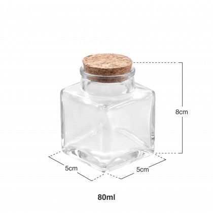 Frasco Vidro Tampa Cortiça Quadrado 80ml 5X5X8cm Frasco Vidro Tampa Cortiça Quadrado 80ml 5X5X8cm