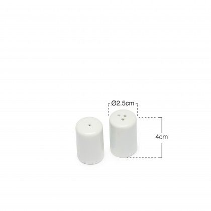 Saleiro + Pimenteiro Porcelana Simple Branco 2.5X4cm Saleiro + Pimenteiro Porcelana Simple Branco 2.5X4cm