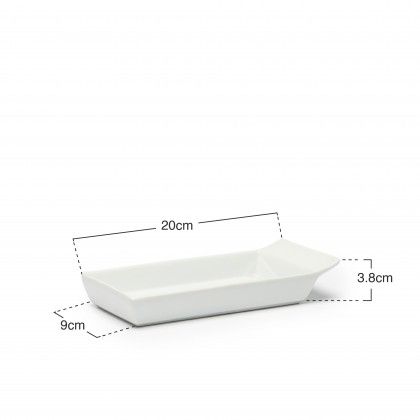 Travessa Porcelana Ming com Asa Branco 20X9X3.8cm Travessa Porcelana Ming com Asa Branco 20X9X3.8cm
