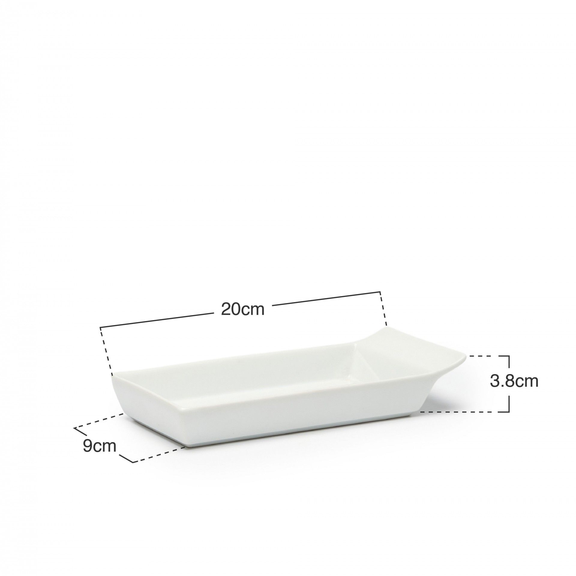 Travessa Porcelana Ming com Asa Branco 20X9X3.8cm