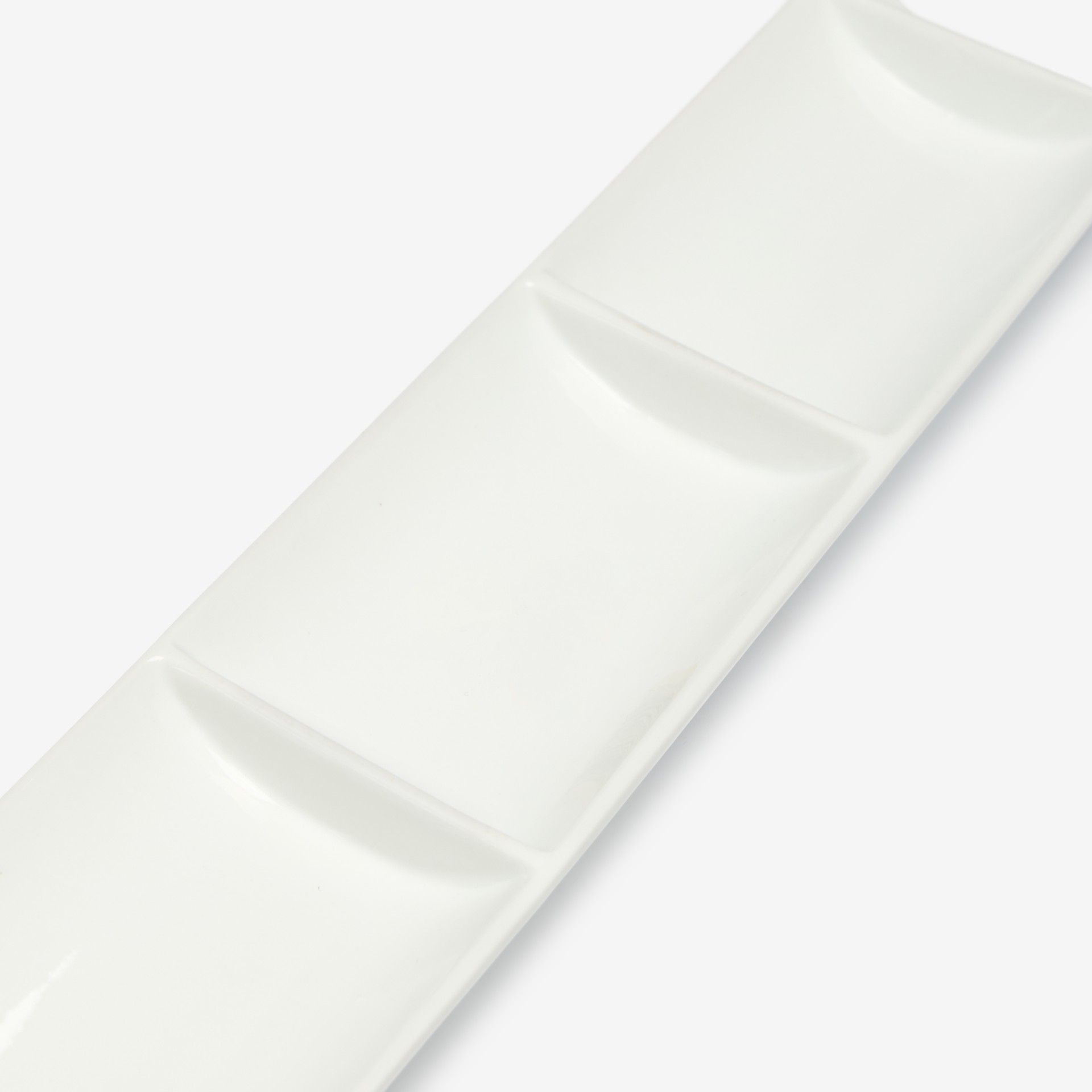 Bandeja 3 Compartimentos Retangular Branco 41X9.5X3cm