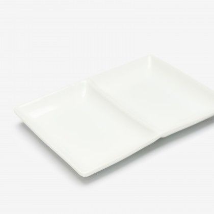 Prato Aperitivos Porcelana 2 Divisórias 16.5X12X2.5cm Prato Aperitivos Porcelana 2 Divisórias 16.5X12X2.5cm