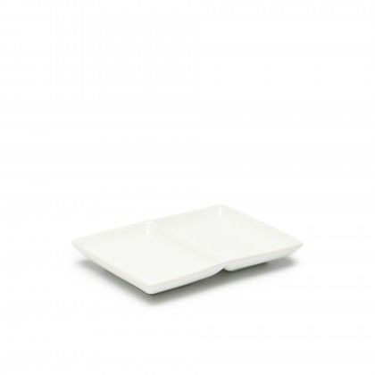 Prato Aperitivos Porcelana 2 Divisórias 16.5X12X2.5cm Prato Aperitivos Porcelana 2 Divisórias 16.5X12X2.5cm