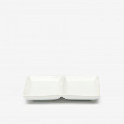 Prato Aperitivos Porcelana 2 Divisórias 16.5X12X2.5cm Prato Aperitivos Porcelana 2 Divisórias 16.5X12X2.5cm