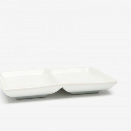 Prato Aperitivos Porcelana 2 Divisórias 16.5X12X2.5cm Prato Aperitivos Porcelana 2 Divisórias 16.5X12X2.5cm