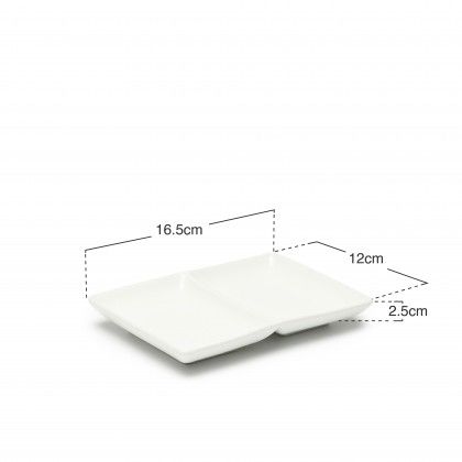Prato Aperitivos Porcelana 2 Divisórias 16.5X12X2.5cm Prato Aperitivos Porcelana 2 Divisórias 16.5X12X2.5cm
