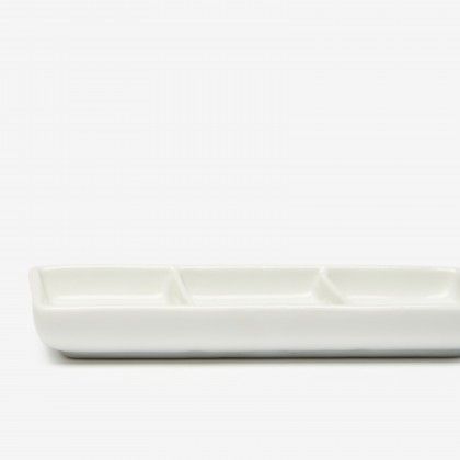 Prato Aperitivos Porcelana 3 Divisórias 15X6.3X2cm Prato Aperitivos Porcelana 3 Divisórias 15X6.3X2cm