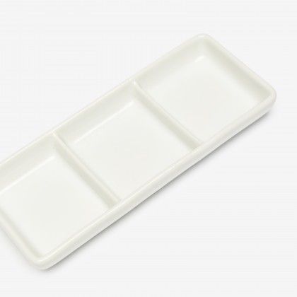 Prato Aperitivos Porcelana 3 Divisórias 15X6.3X2cm Prato Aperitivos Porcelana 3 Divisórias 15X6.3X2cm