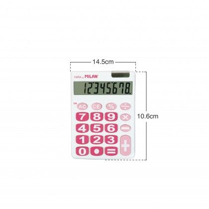Calculadora Milan Branca Rosa 8 Digitos Calculadora Milan Branca Rosa 8 Digitos