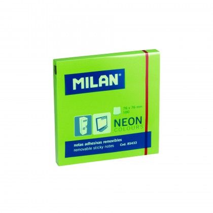 Bloco Notas Aderentes Milan Verde Fluor 100Folhas 76X76mm