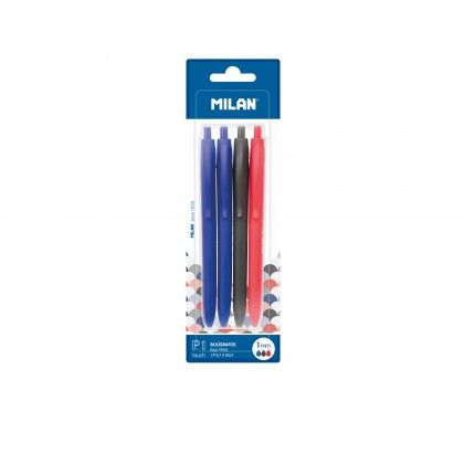 Caneta Milan Azul / Vermelho / Preto Pack 4 Caneta Milan Azul / Vermelho / Preto Pack 4