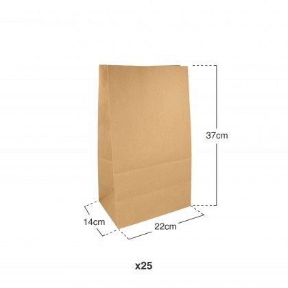Embalagem 25 Sacos Kraft Catering Sem Asas 14X37cm
