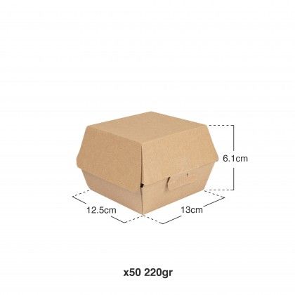 Caixa Hamburguer 220g 13X12.5X9cm Pack 50