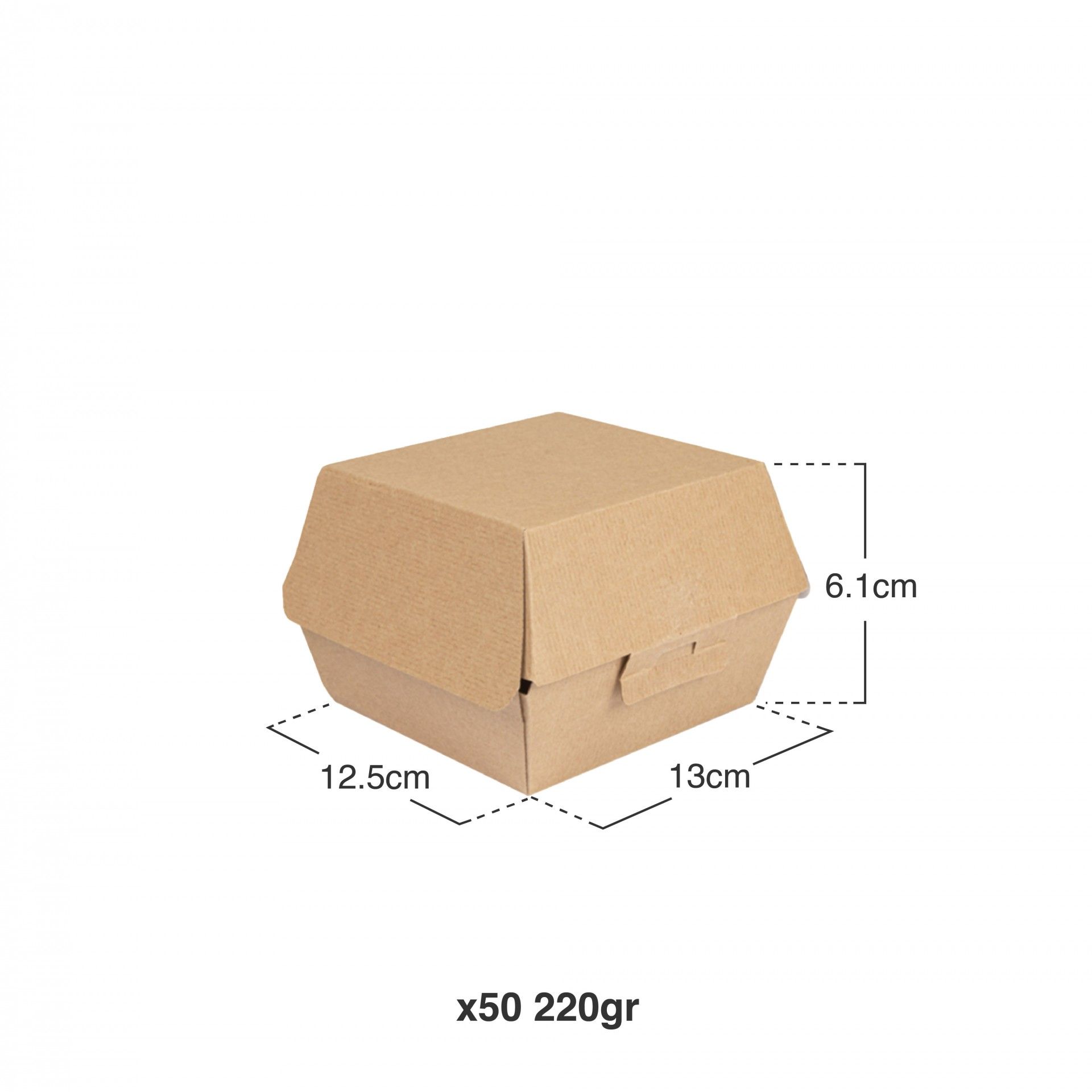 Caixa Hamburguer 220g 13X12.5X9cm Pack 50