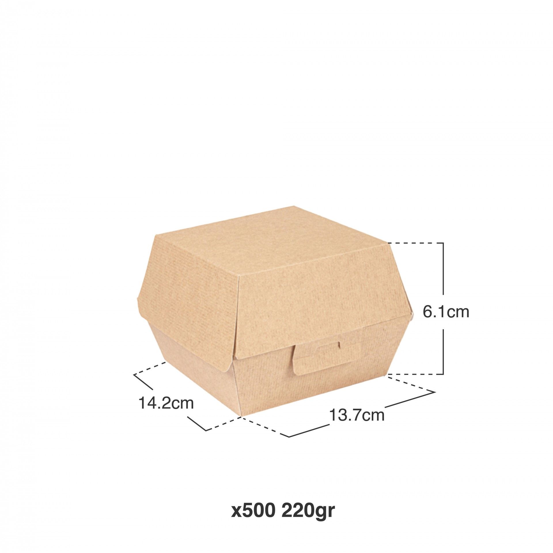 Caixa Hamburguer 220g 14.2X13.7X6.1cm Pack 500