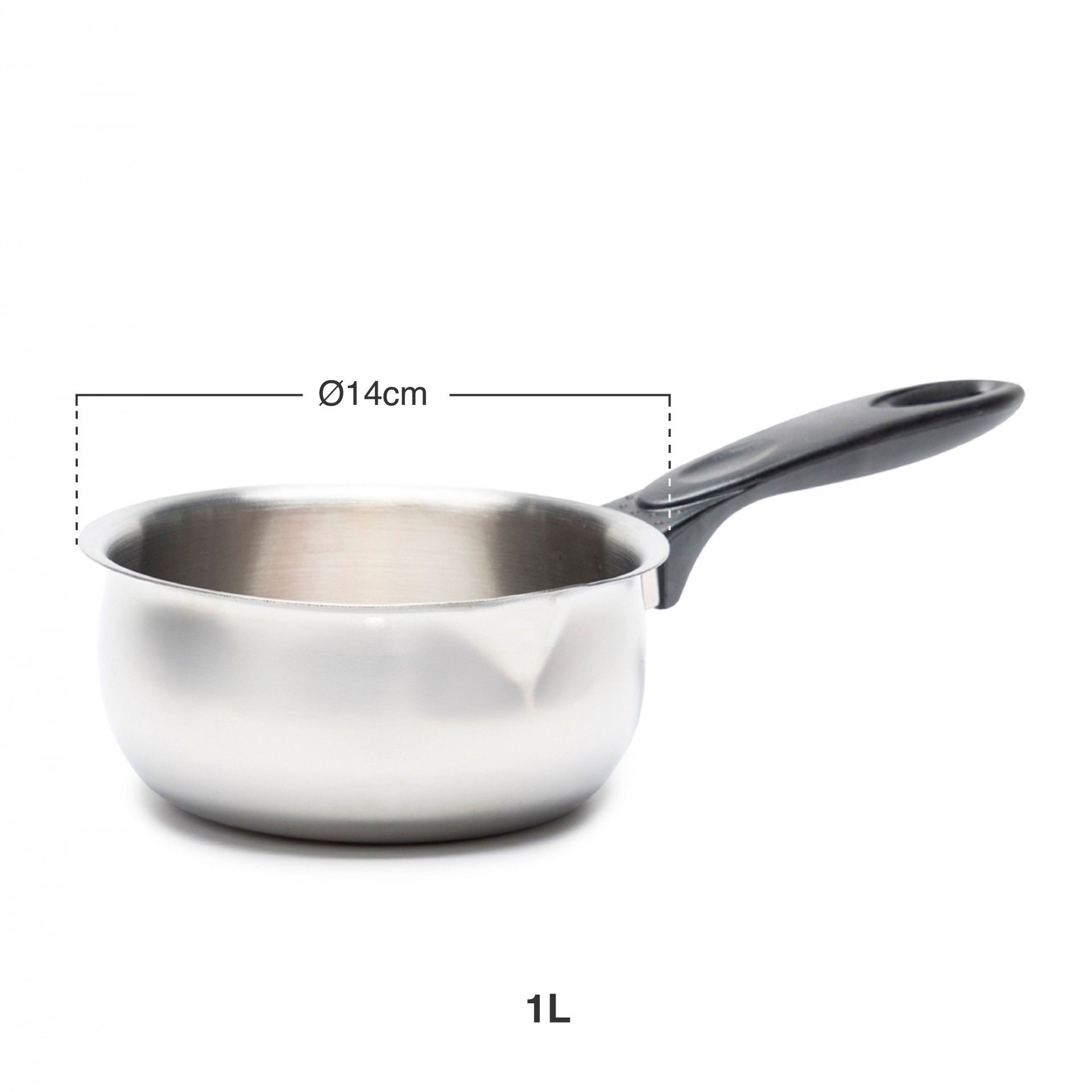 Caçarola Clássica Inox Cabo Baquelite 1000ml 14cm