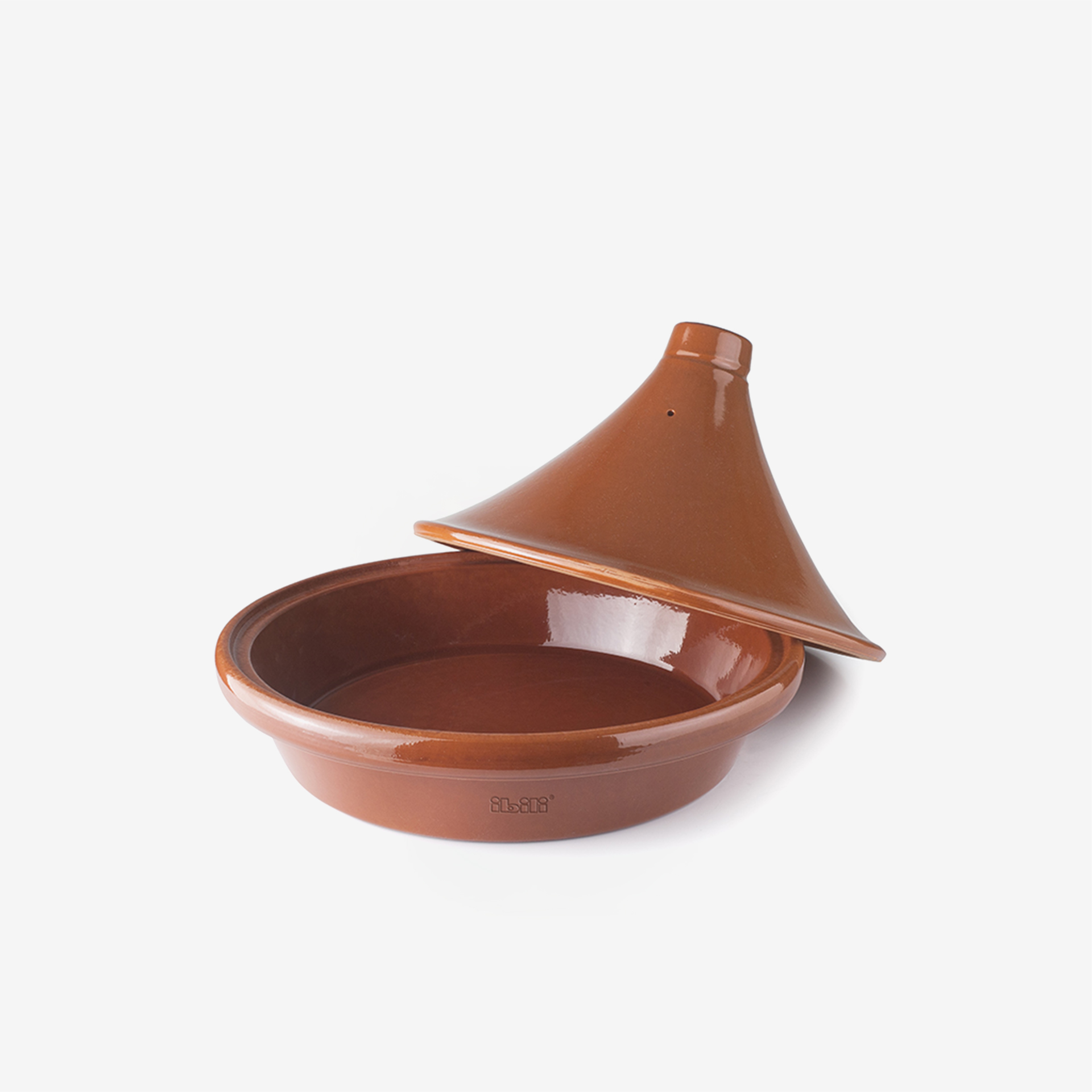 Tajine Barro Natural Esmaltado Castanho Ø28X19cm