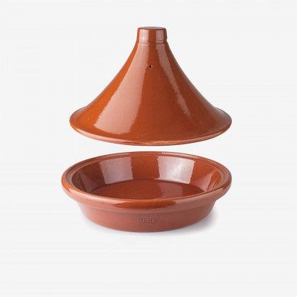 Tajine Barro Natural Esmaltado Castanho �32X23cm