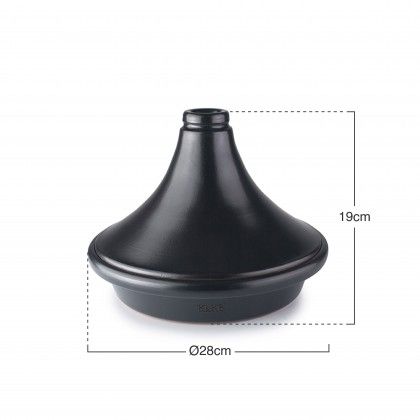 Tajine Barro Natural Esmaltado Preto �28X19cm