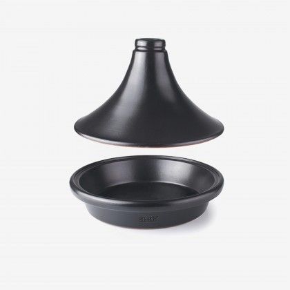 Tajine Barro Natural Esmaltado Preto �28X19cm