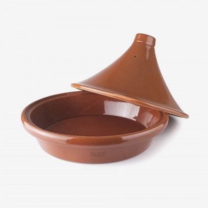 Tajine Barro Natural Esmaltado Castanho �32X23cm