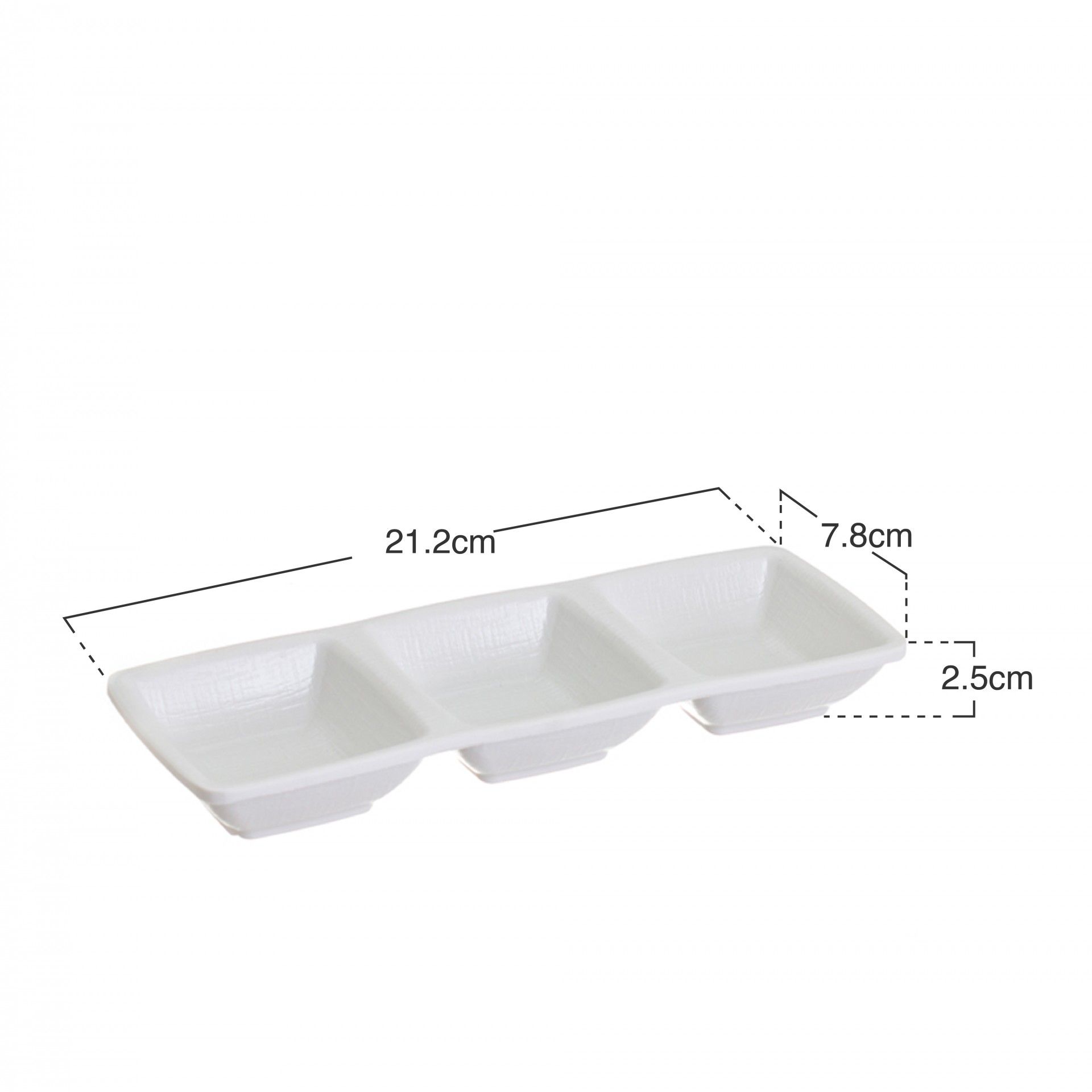 Porta Aperitivos 3 Divisões Melamina Branco 21.2X7.8X2.8cm