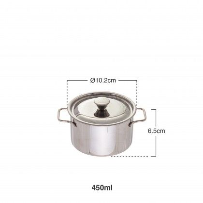 Caçarola Mini Inox Com Tampa 450ml Ø10.2X6.5cm Caçarola Mini Inox Com Tampa 450ml Ø10.2X6.5cm