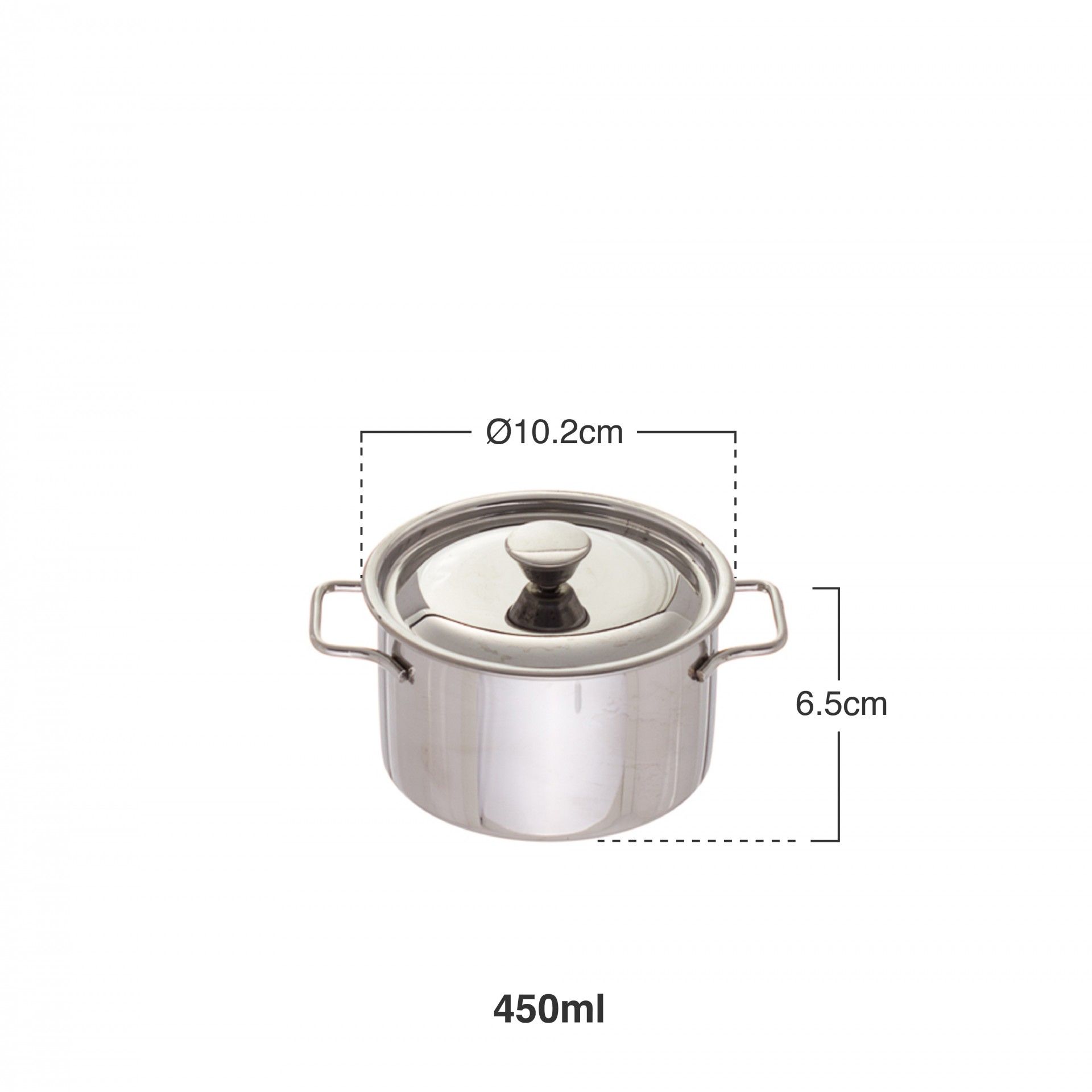 Caçarola Mini Inox Com Tampa 450ml Ø10.2X6.5cm