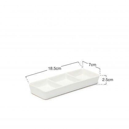 Porta Aperitivos 3 Divis�es Porcelana 18.5X7X2.5cm