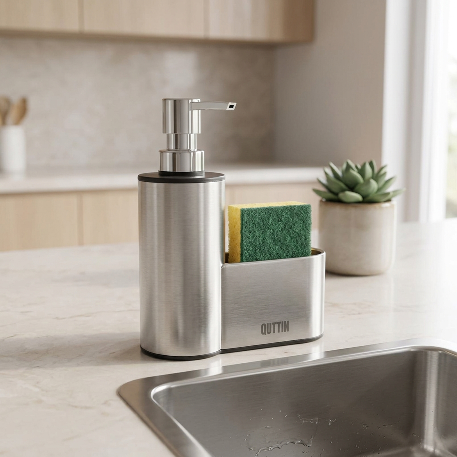 Dispensador Sabão Com Porta Esfregão Inox