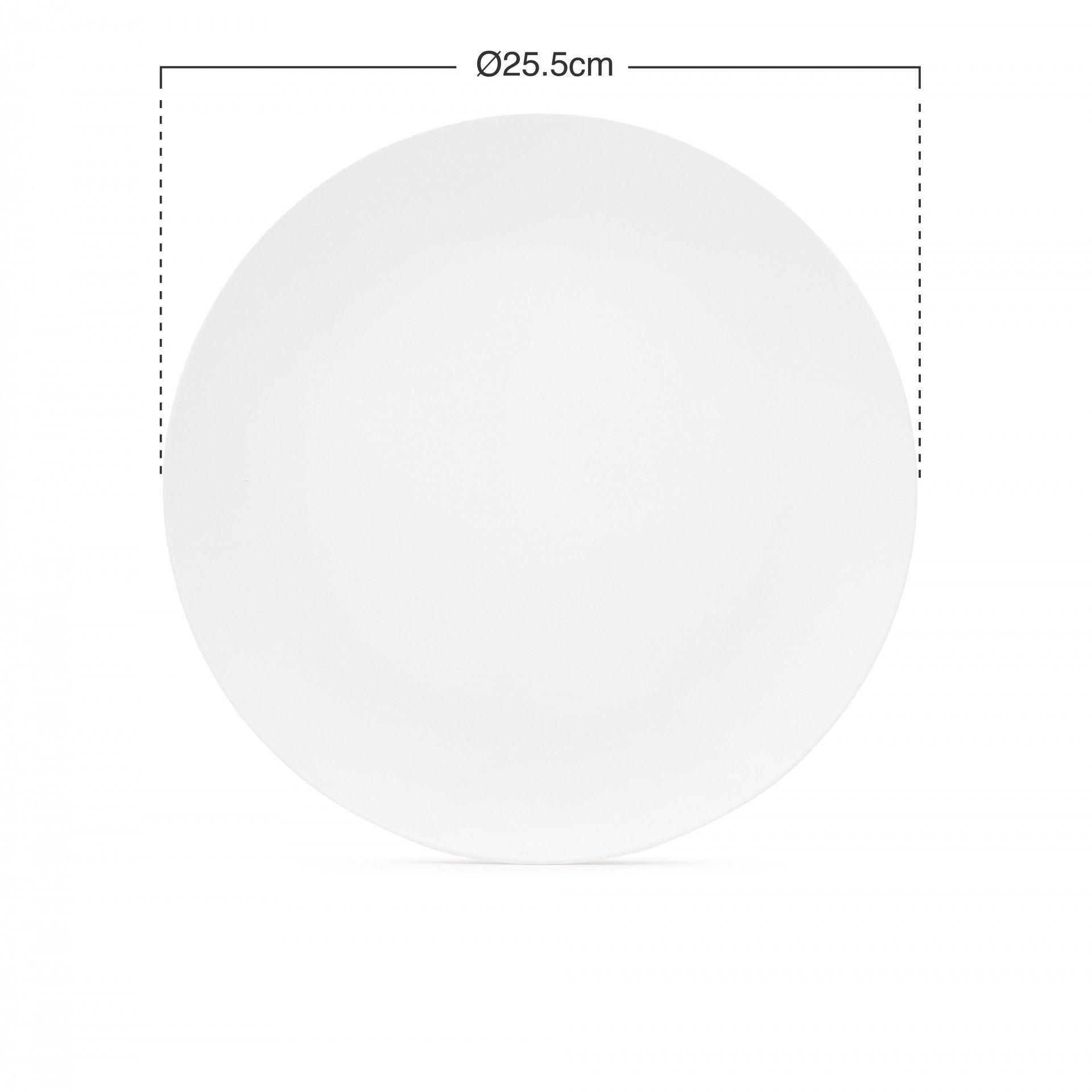 Prato Raso Melamina Branco Mate Ø25,5cm