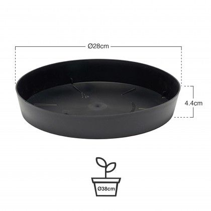 Prato Pl�stico Tes Redondo Preto �28x4.4cm