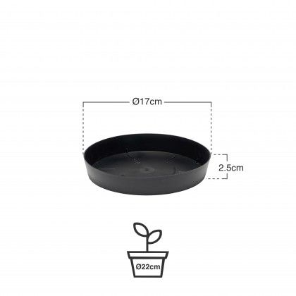 Prato Pl�stico Tes Redondo Preto �17x2.5cm