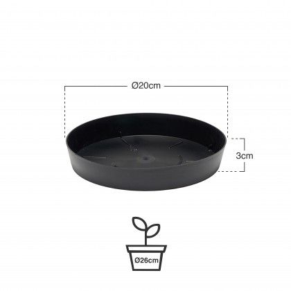 Prato Pl�stico Tes Redondo Preto �20x3cm