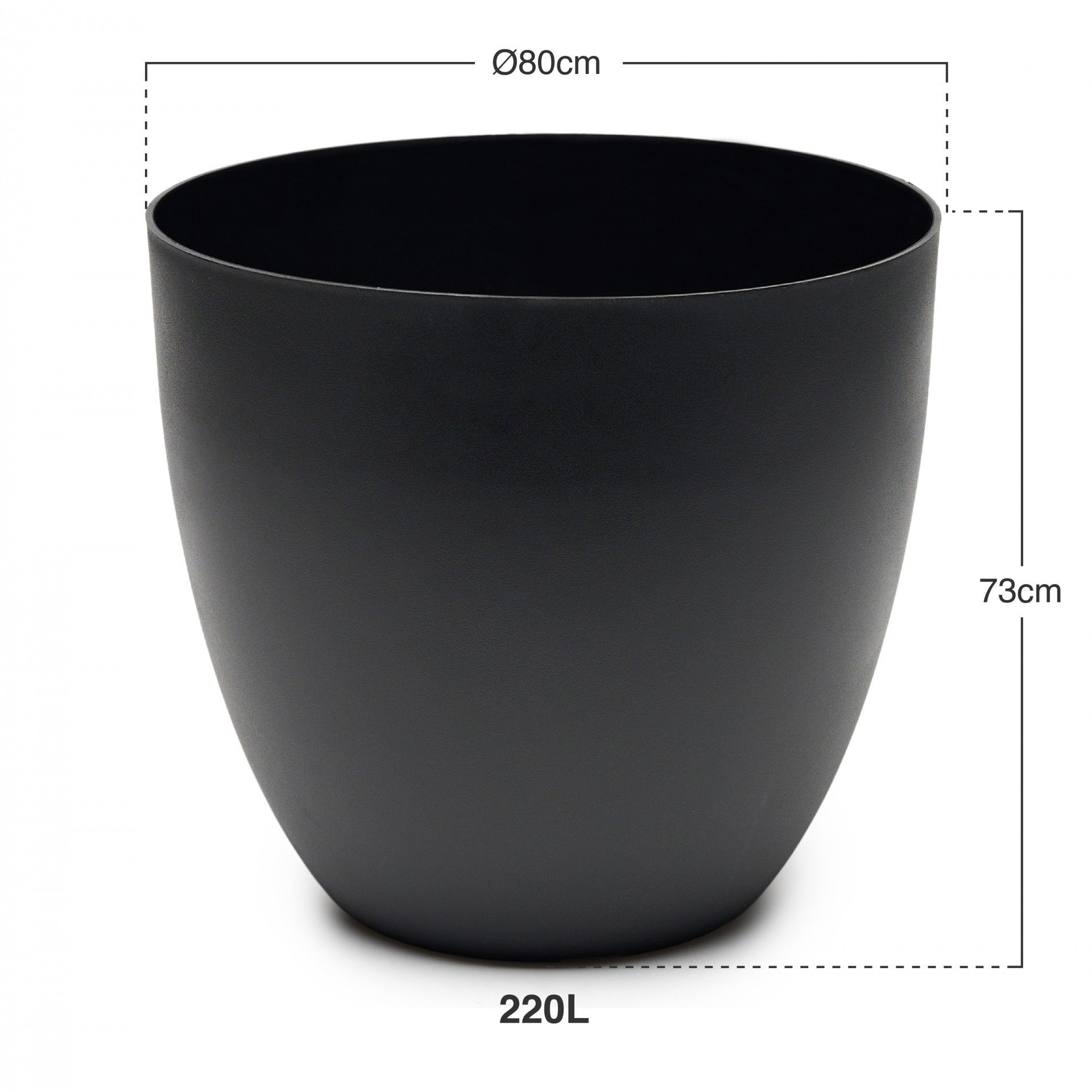 Vaso Plástico Tes Preto Ø80x73cm