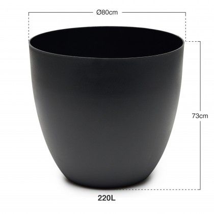 Vaso Plástico Tes Preto Ø80x73cm Vaso Plástico Tes Preto Ø80x73cm