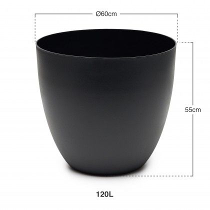 Vaso Plástico Tes Preto Ø60x55cm Vaso Plástico Tes Preto Ø60x55cm