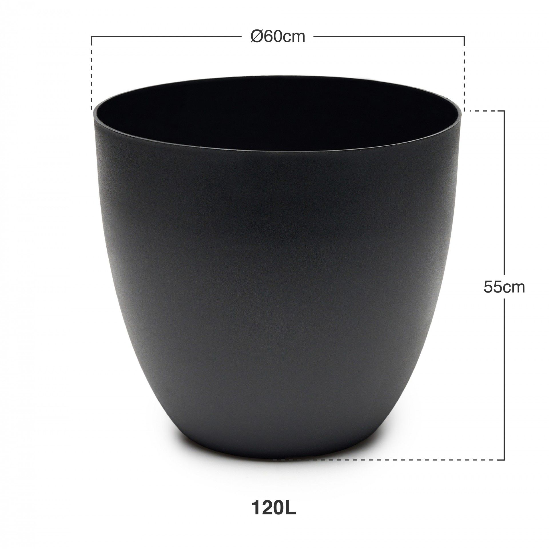 Vaso Plástico Tes Preto Ø60x55cm