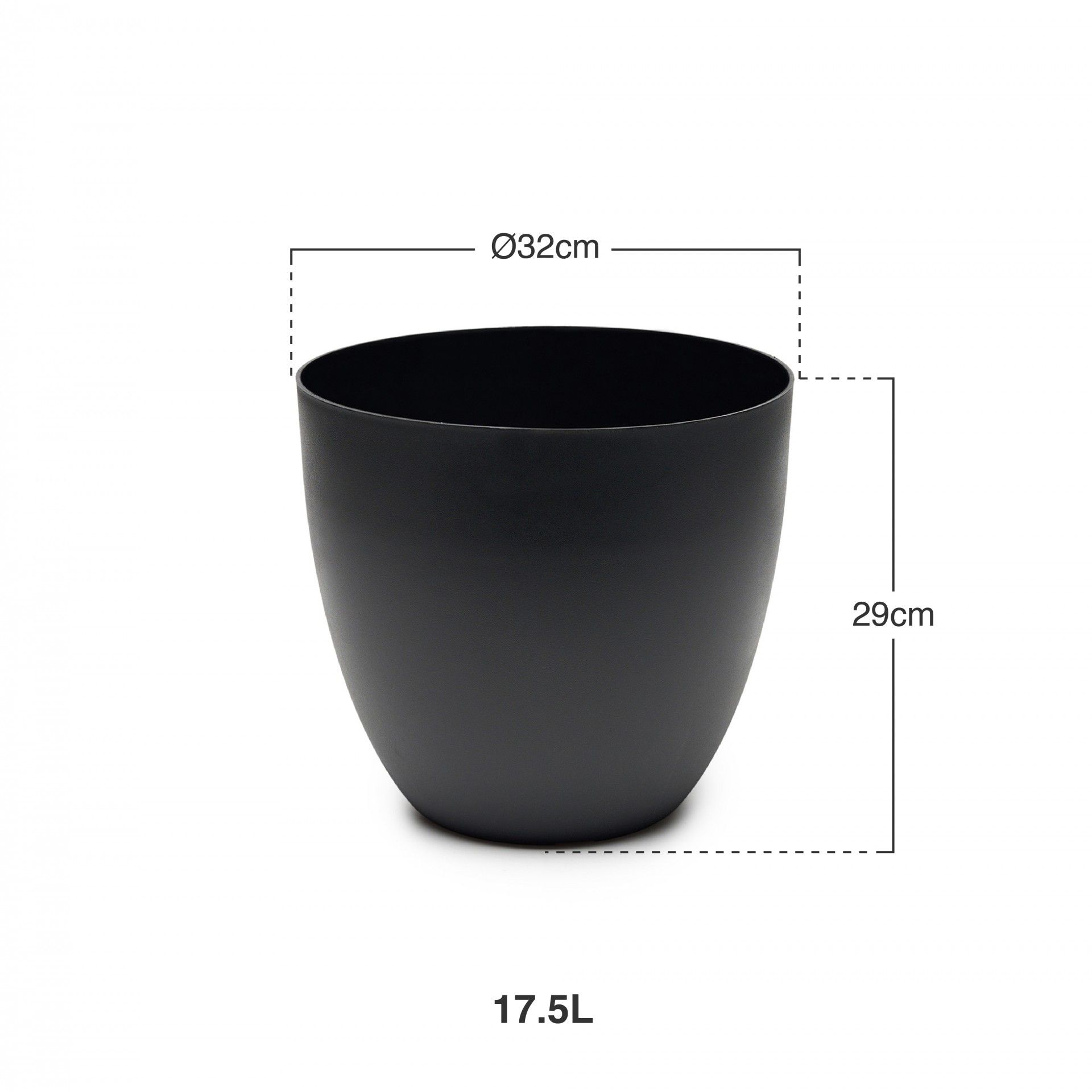Vaso Plástico Tes Preto Ø32x29cm